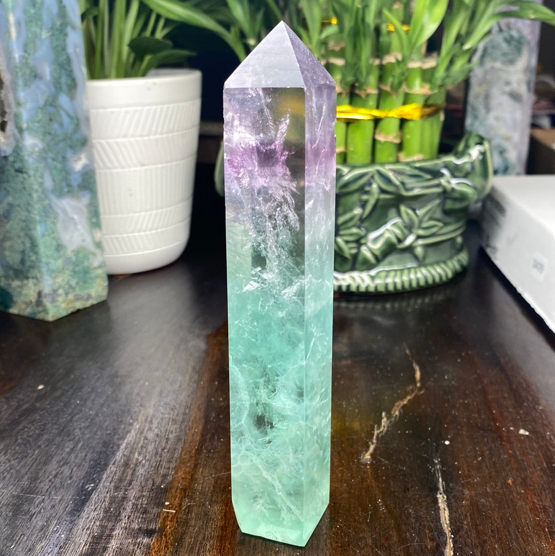 Gemmy Green/purple Fluorite Tower