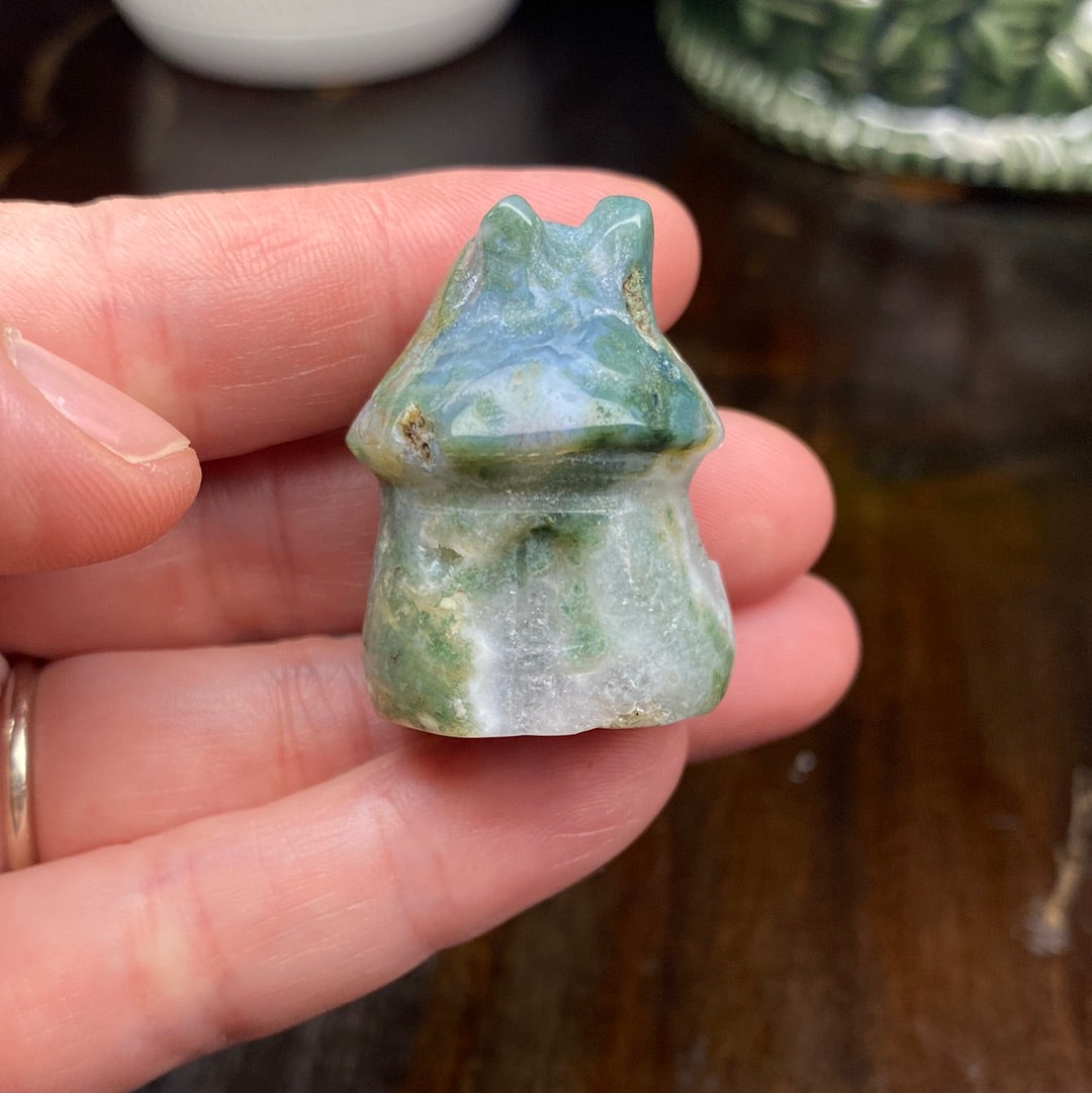 Moss Agate Mushroom Carving