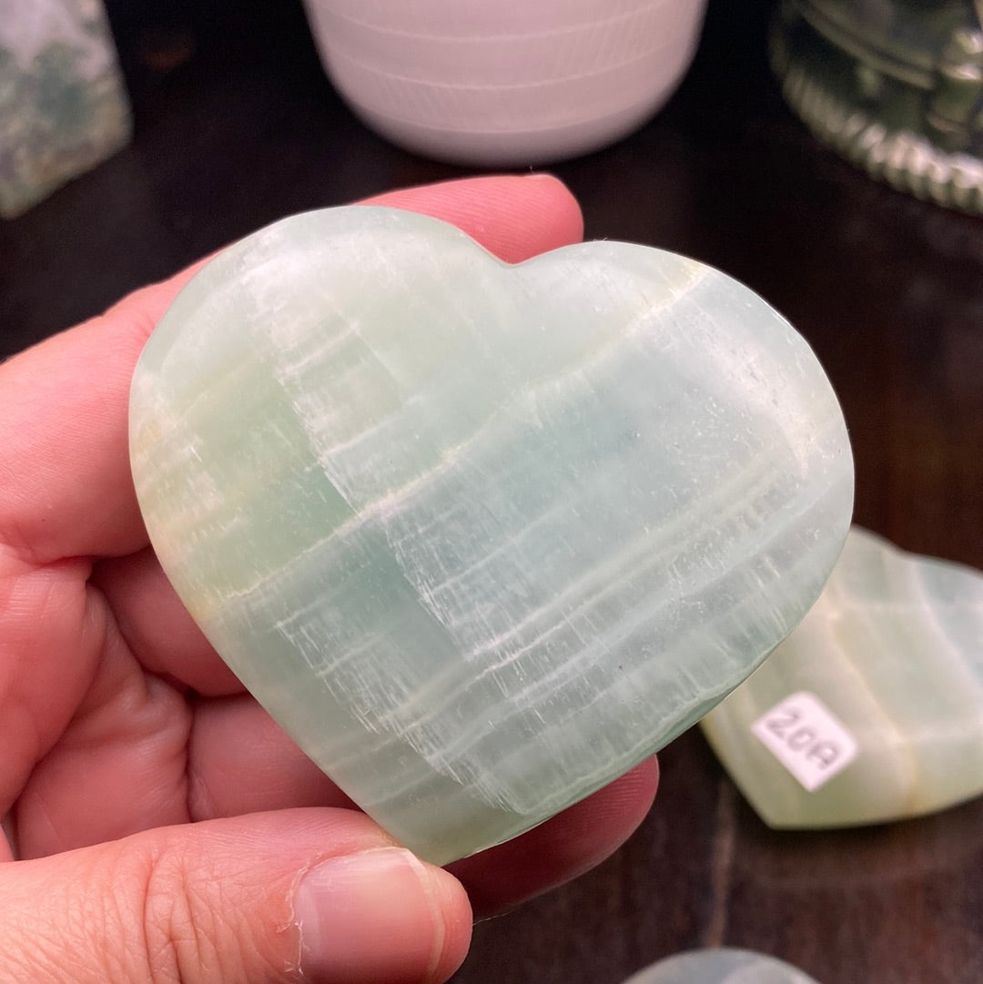 Banded Green Calcite Hearts