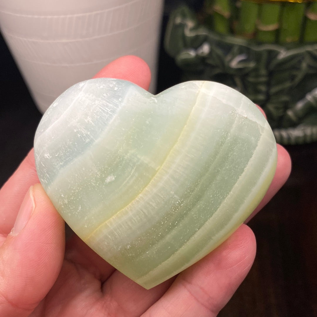 Banded Green Calcite Hearts