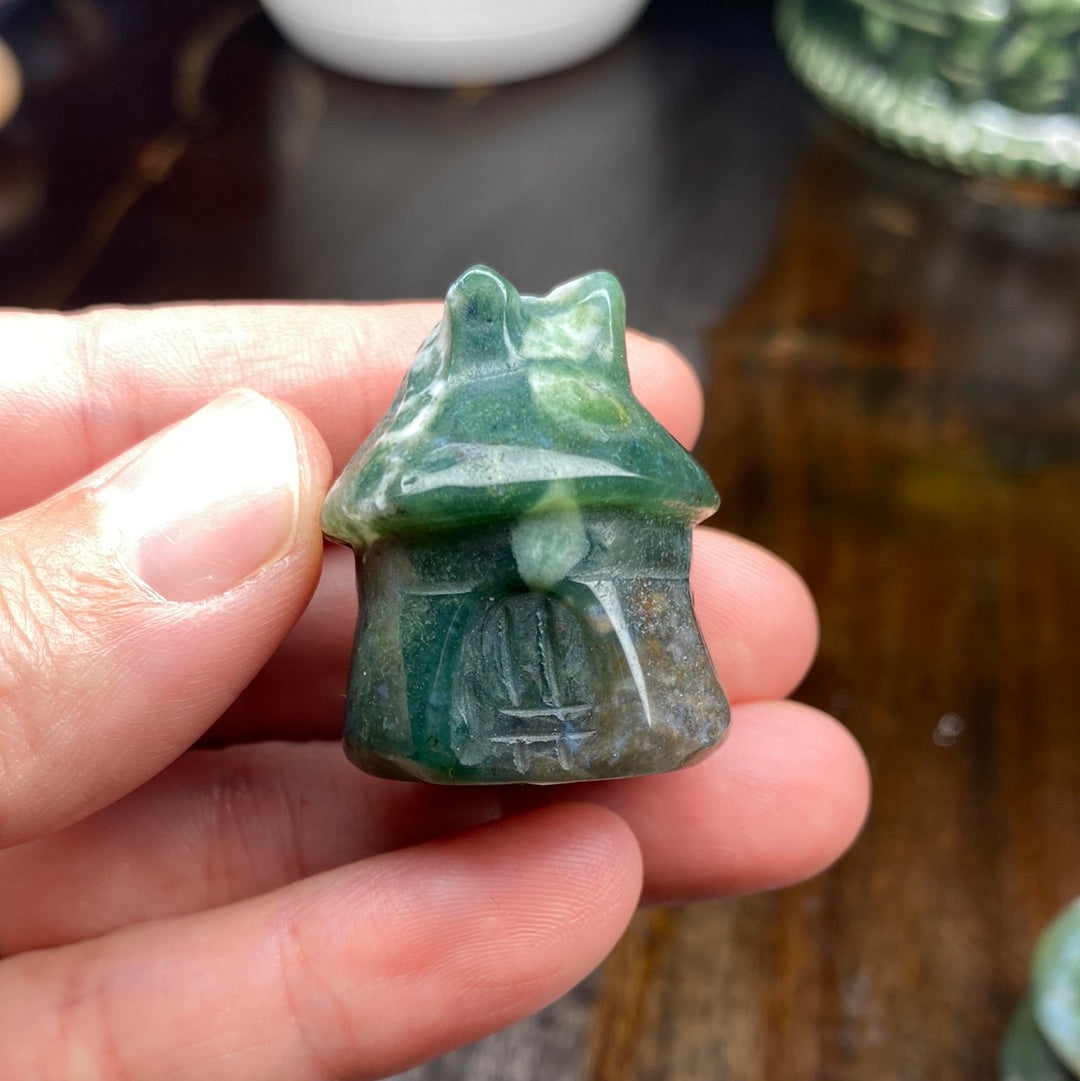 Moss Agate Mushroom Carving