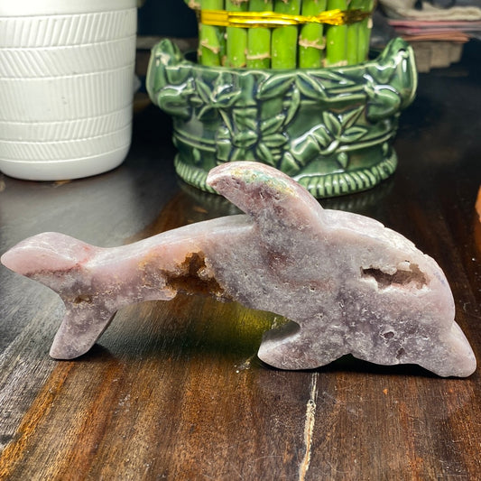 Pink/Purple Amethyst Dolphin Carving