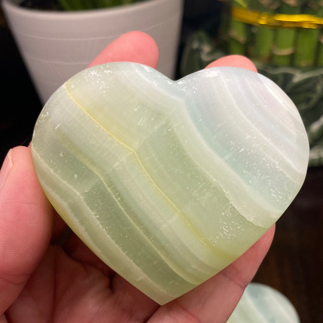 Banded Green Calcite Hearts