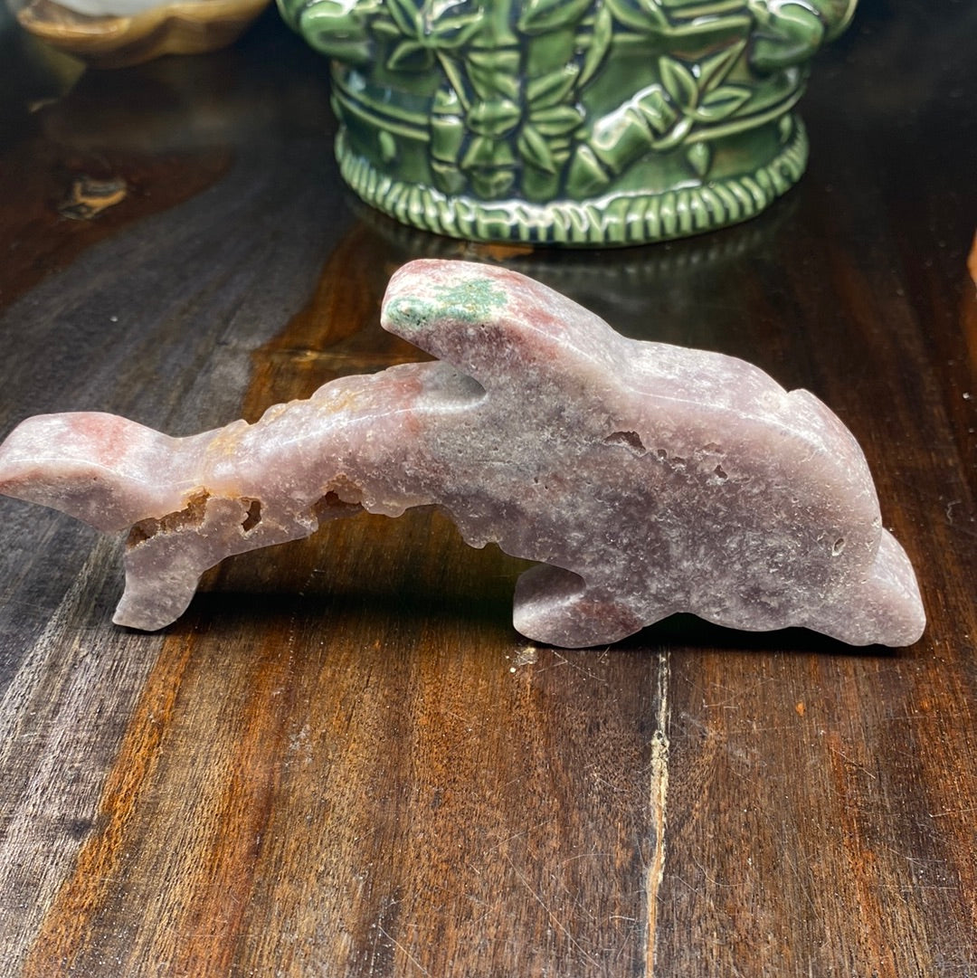 Pink/Purple Amethyst Dolphin Carving