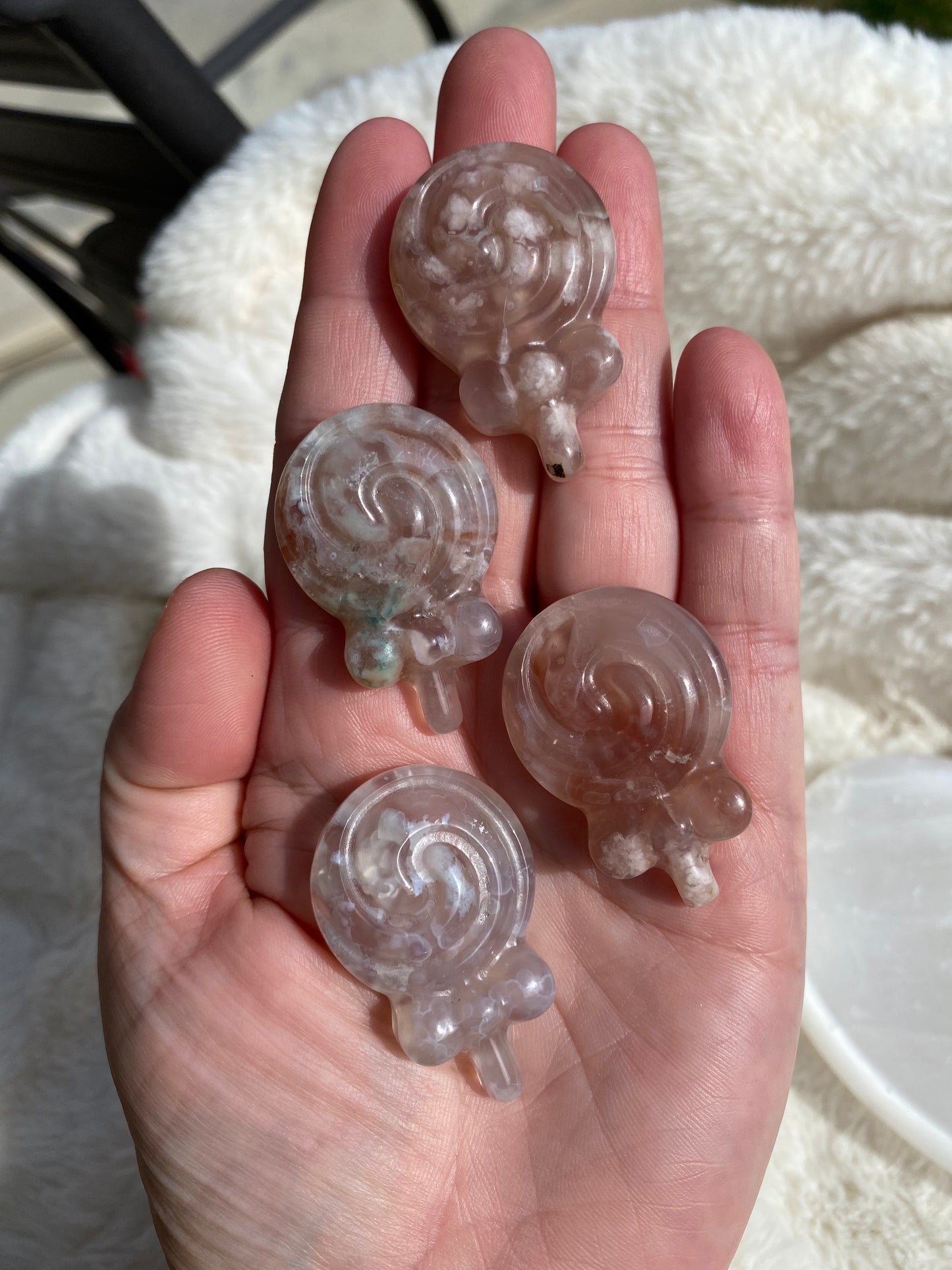 Flower Agate Lollipop Carvings