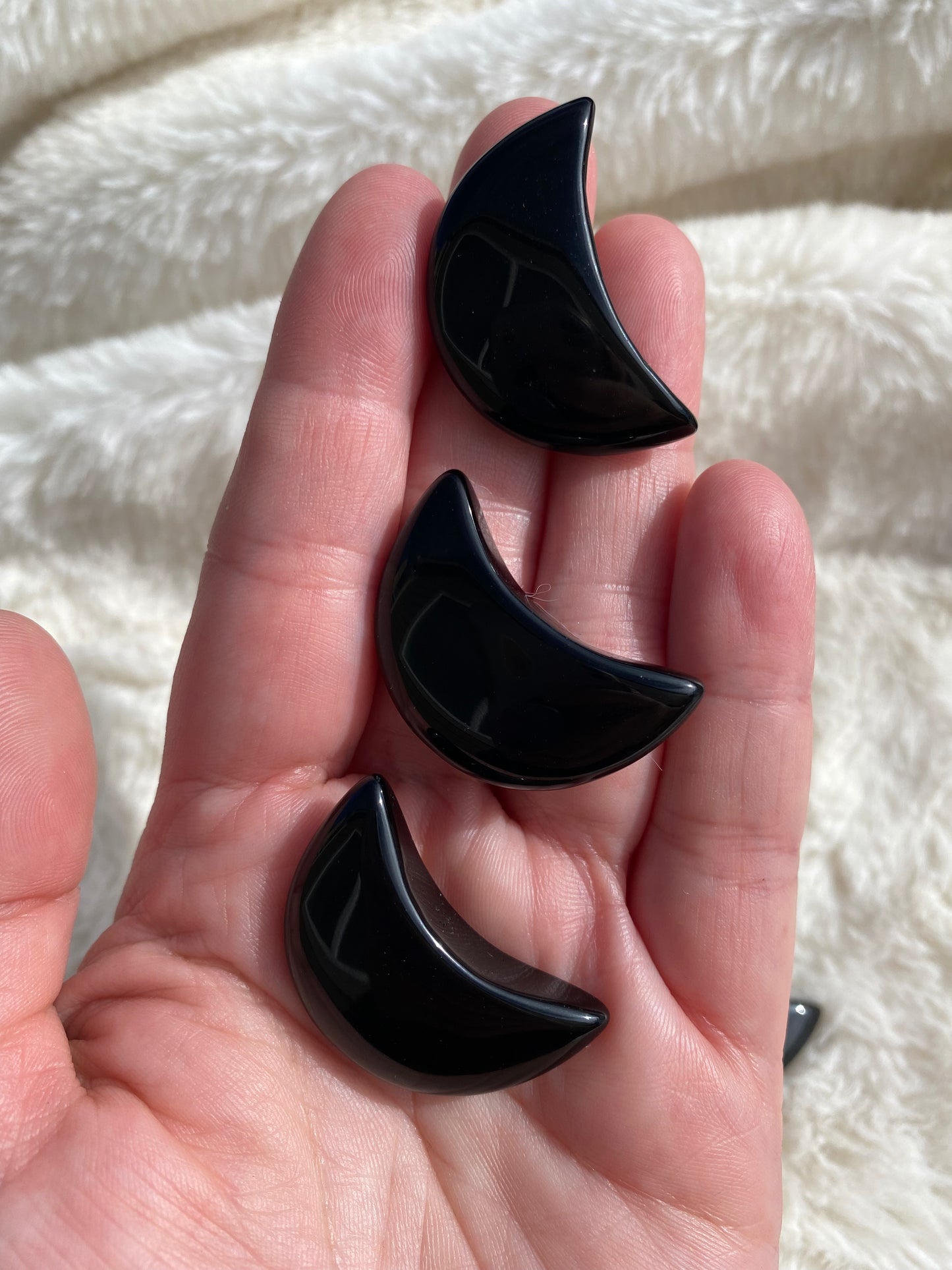 Black Obsidian Crescent Carving