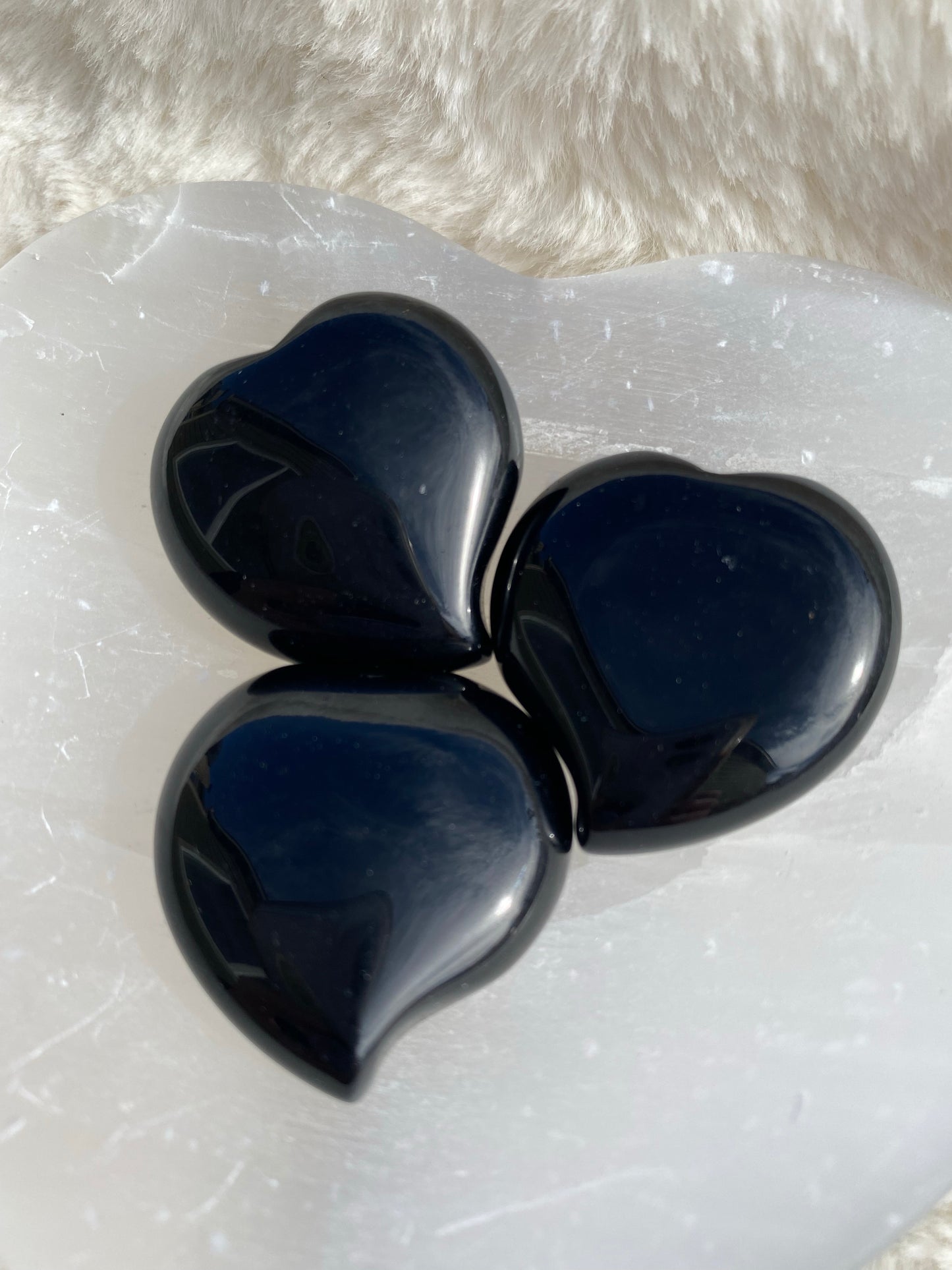 Black Obsidian Heart Carvings