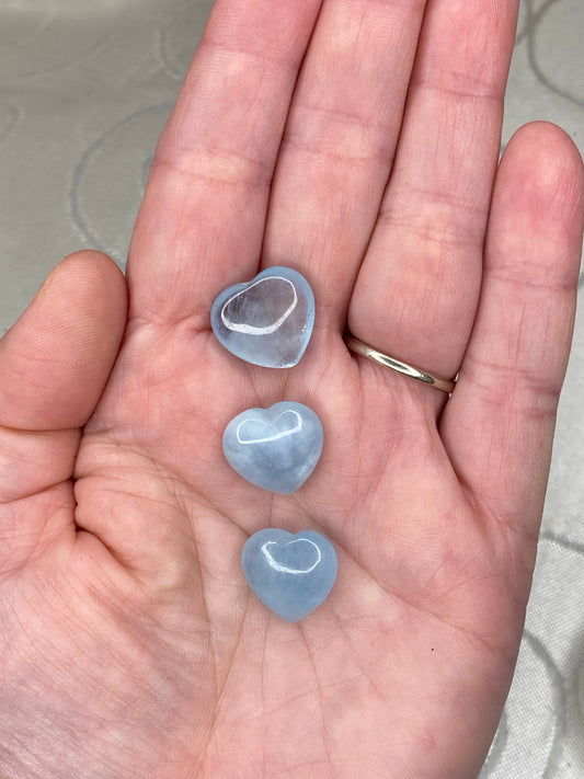 Aquamarine Mini Heart Carvings