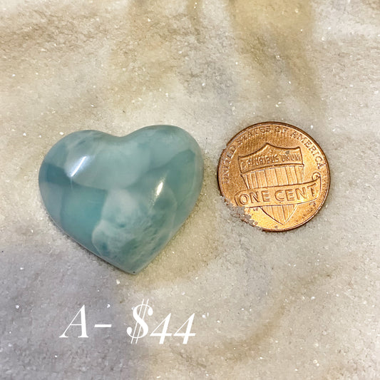 Larimar Heart Carvings