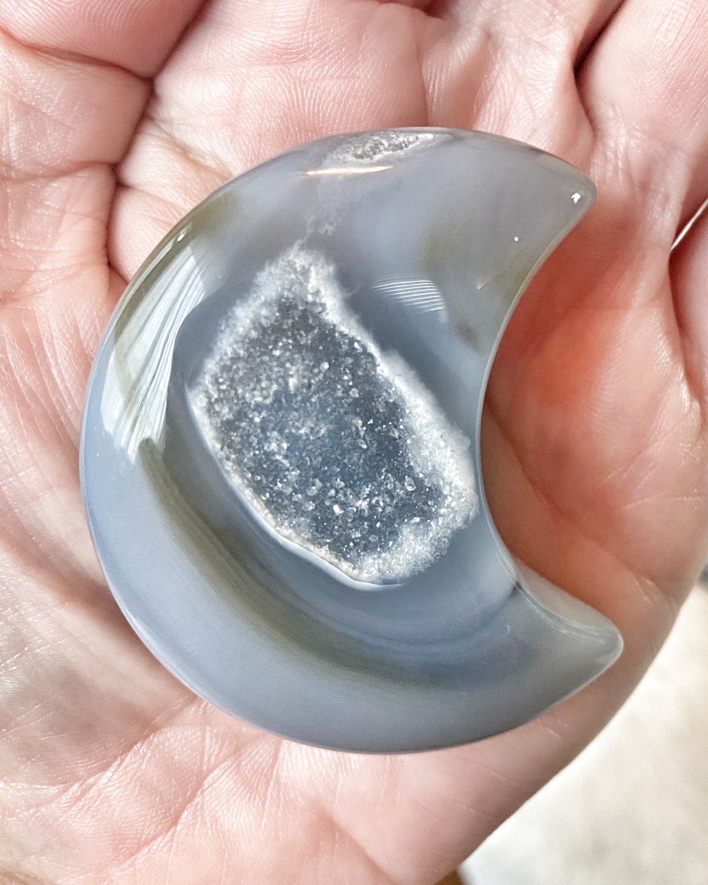 Banded Agate Crescent Carvings