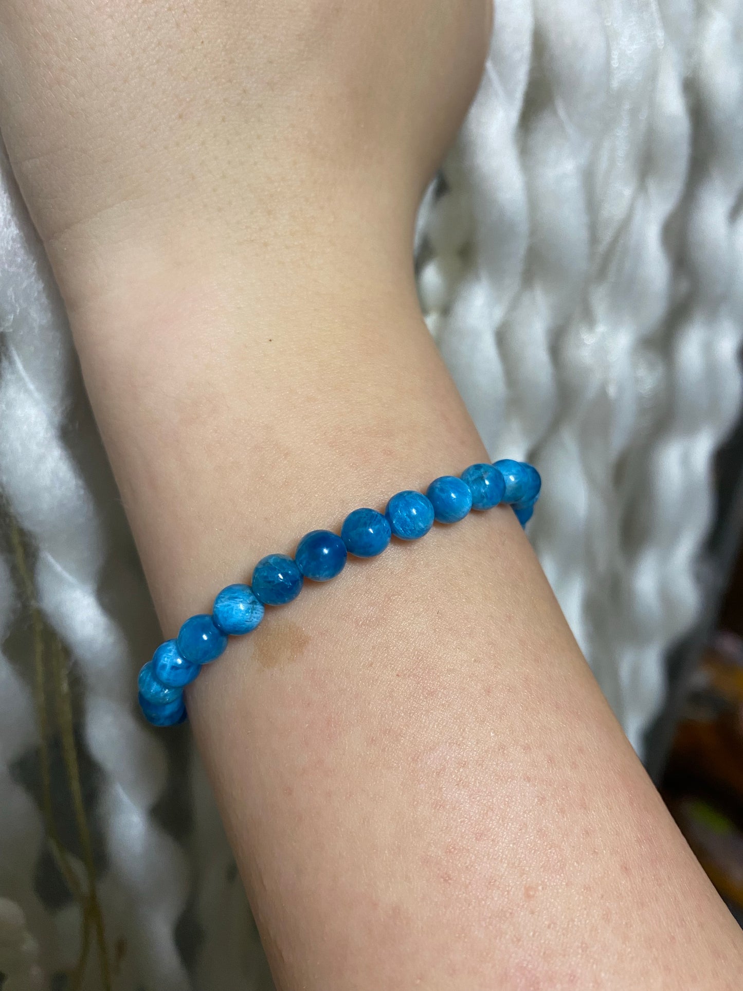 Blue Apatite Bead Bracelet