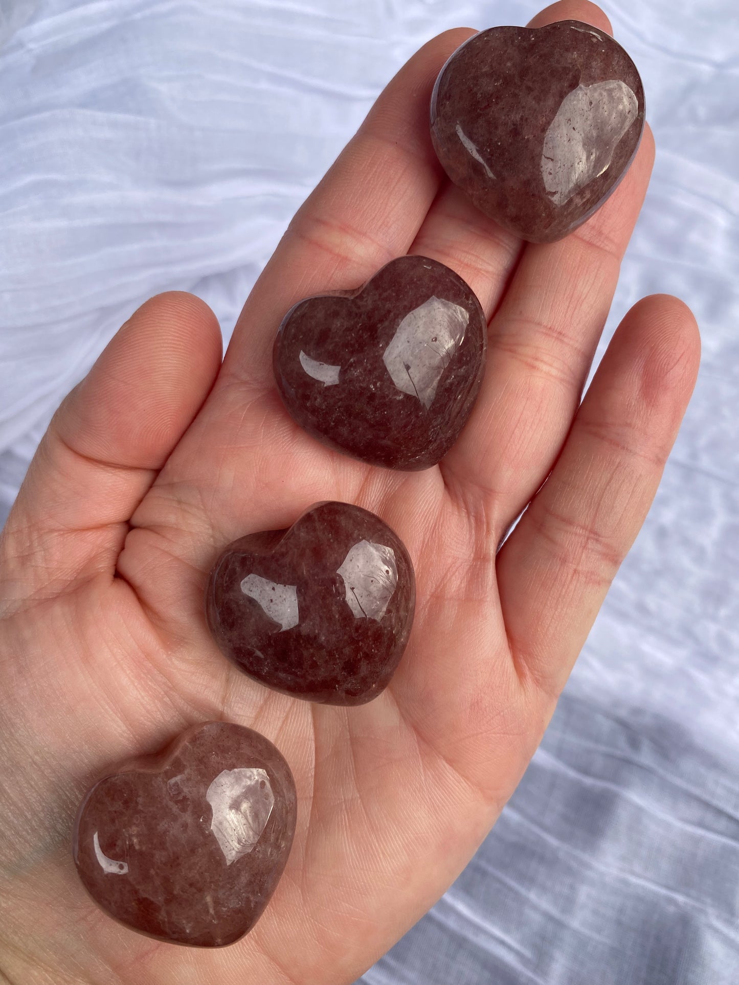 Strawberry Quartz Heart Carvings