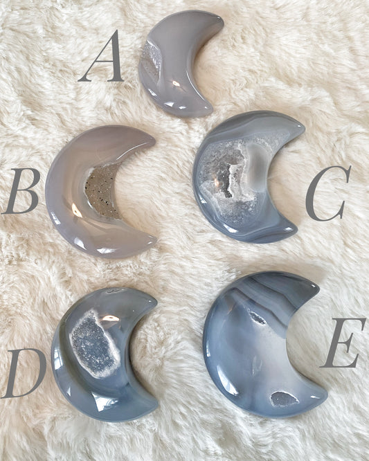 Banded Agate Crescent Carvings