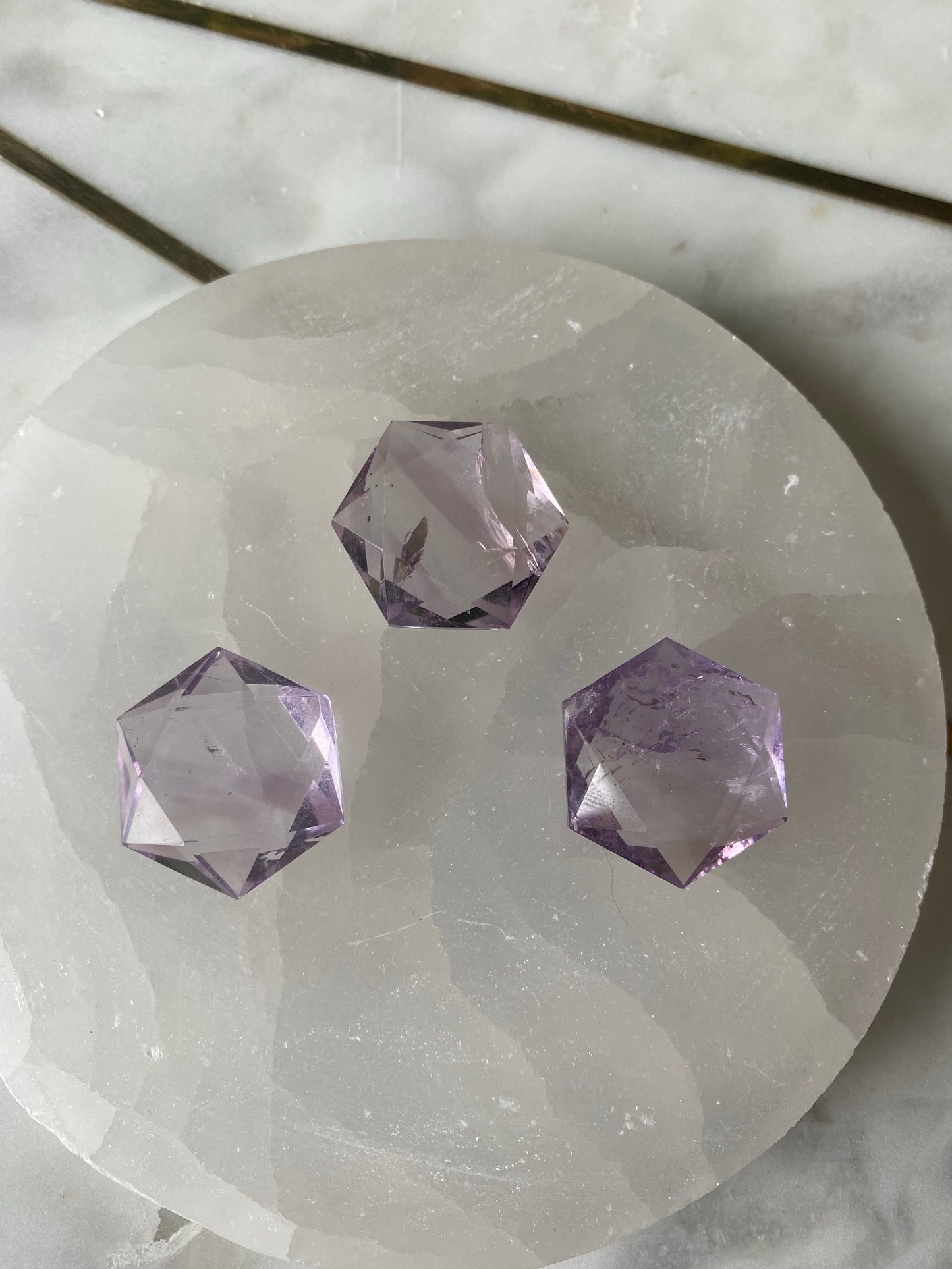 Amethyst Hexagon Carvings