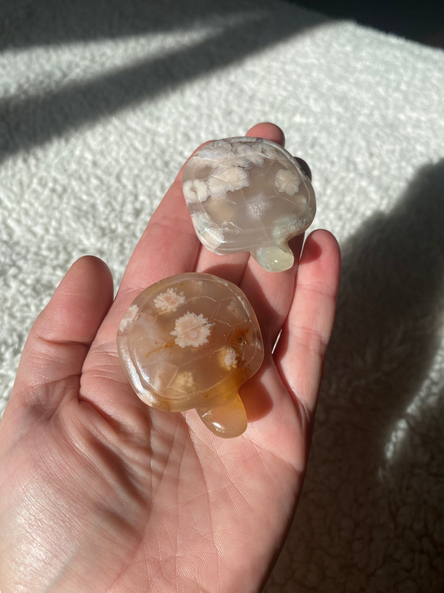 Flower Agate Turtle Carvings