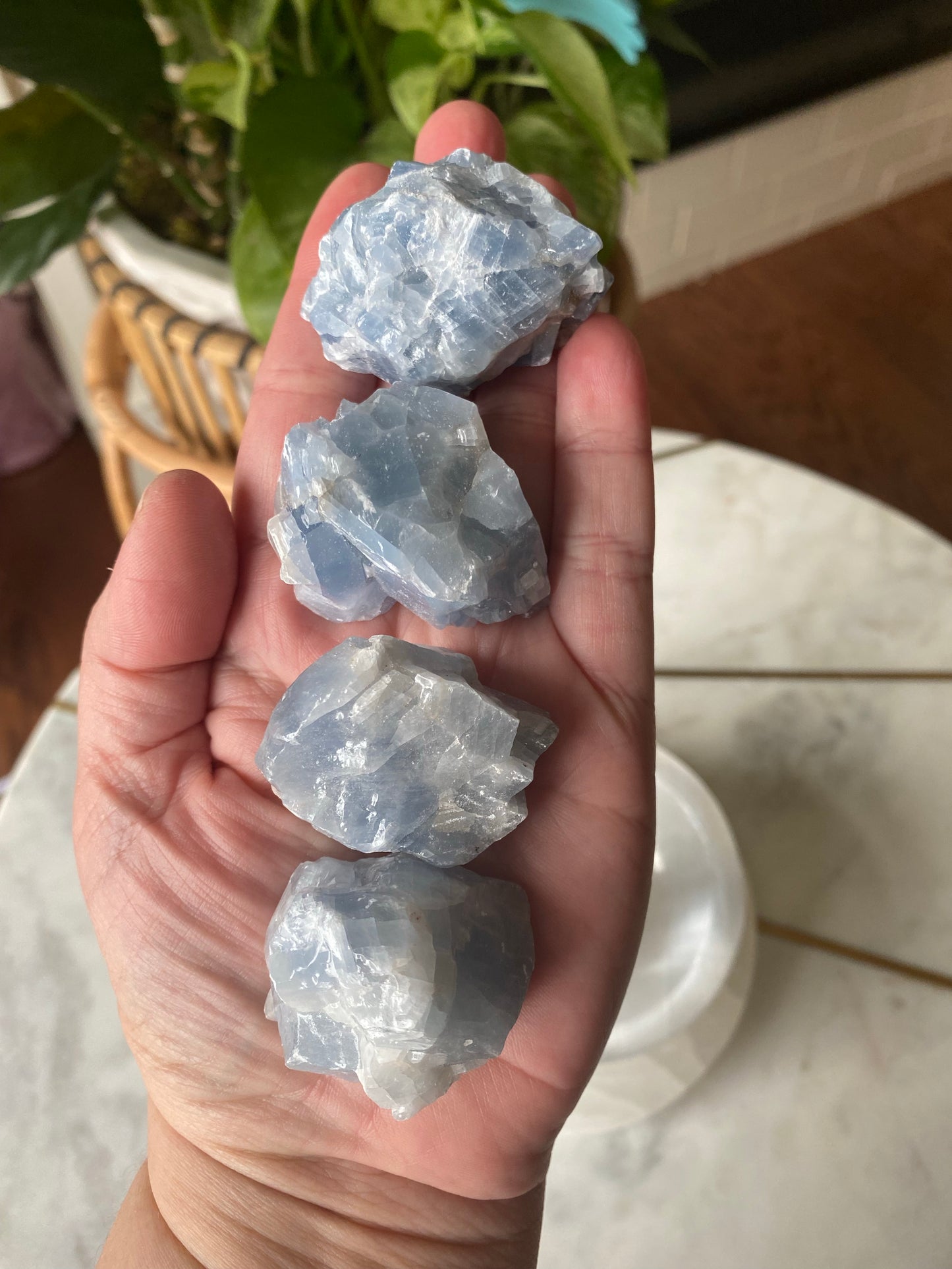 Blue Calcite Raw Tumble