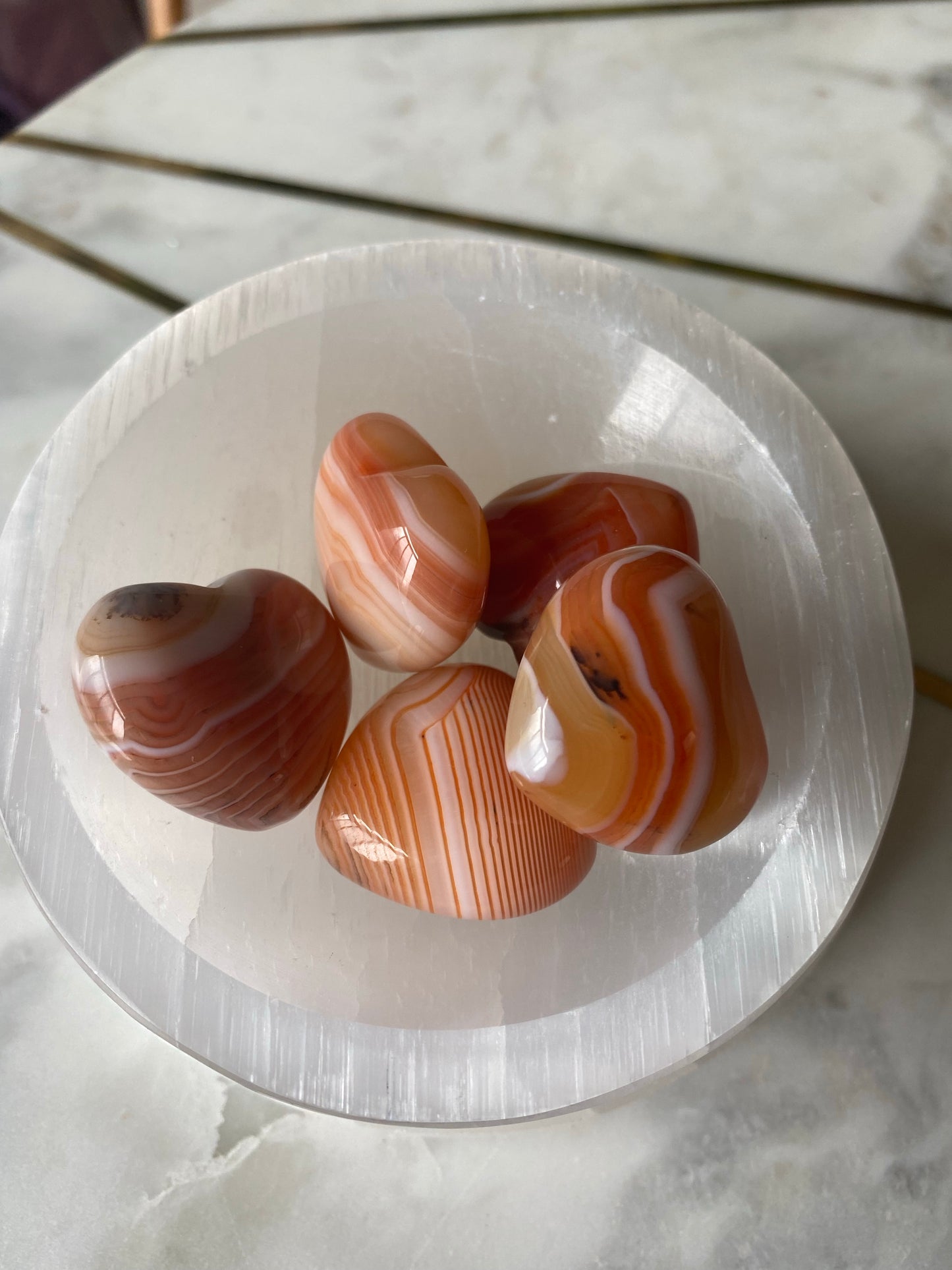 Carnelian Heart Carvings