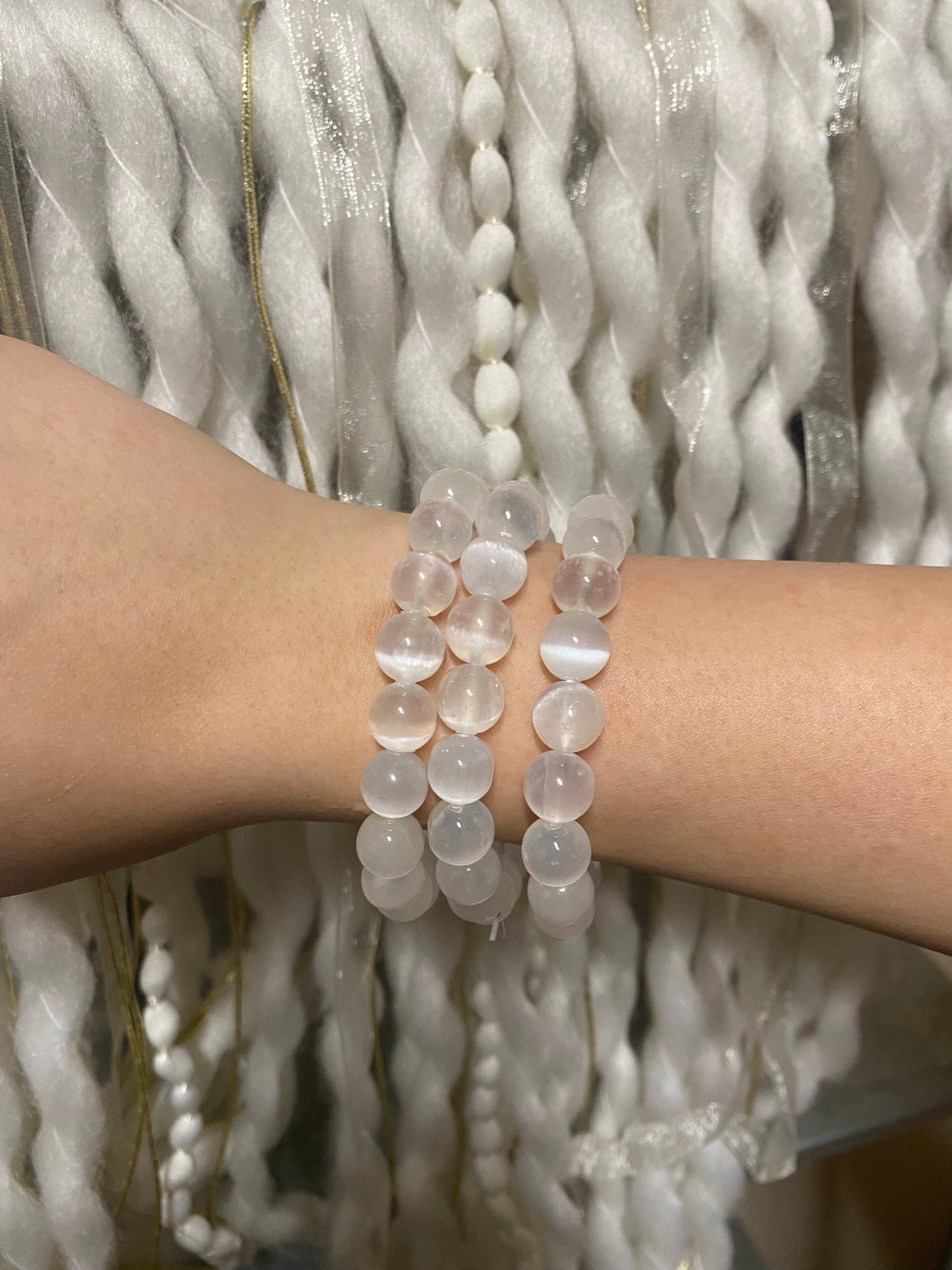 Satin Spar bead bracelet