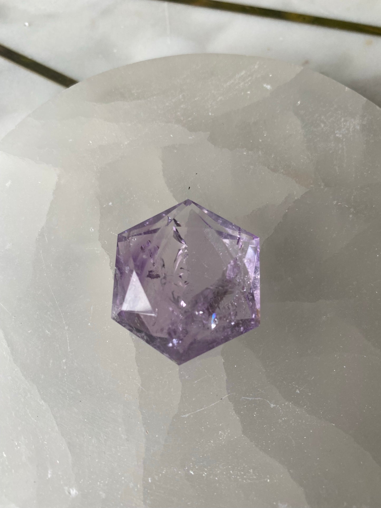 Amethyst Hexagon Carvings