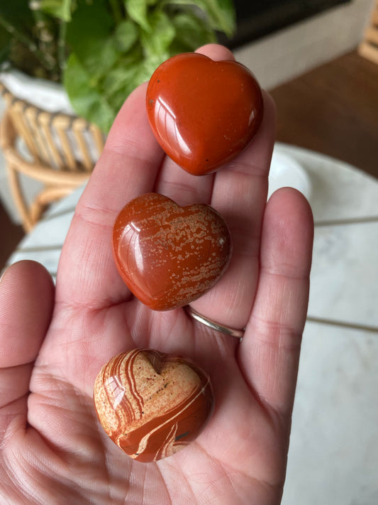 Red Jasper Heart Carvings