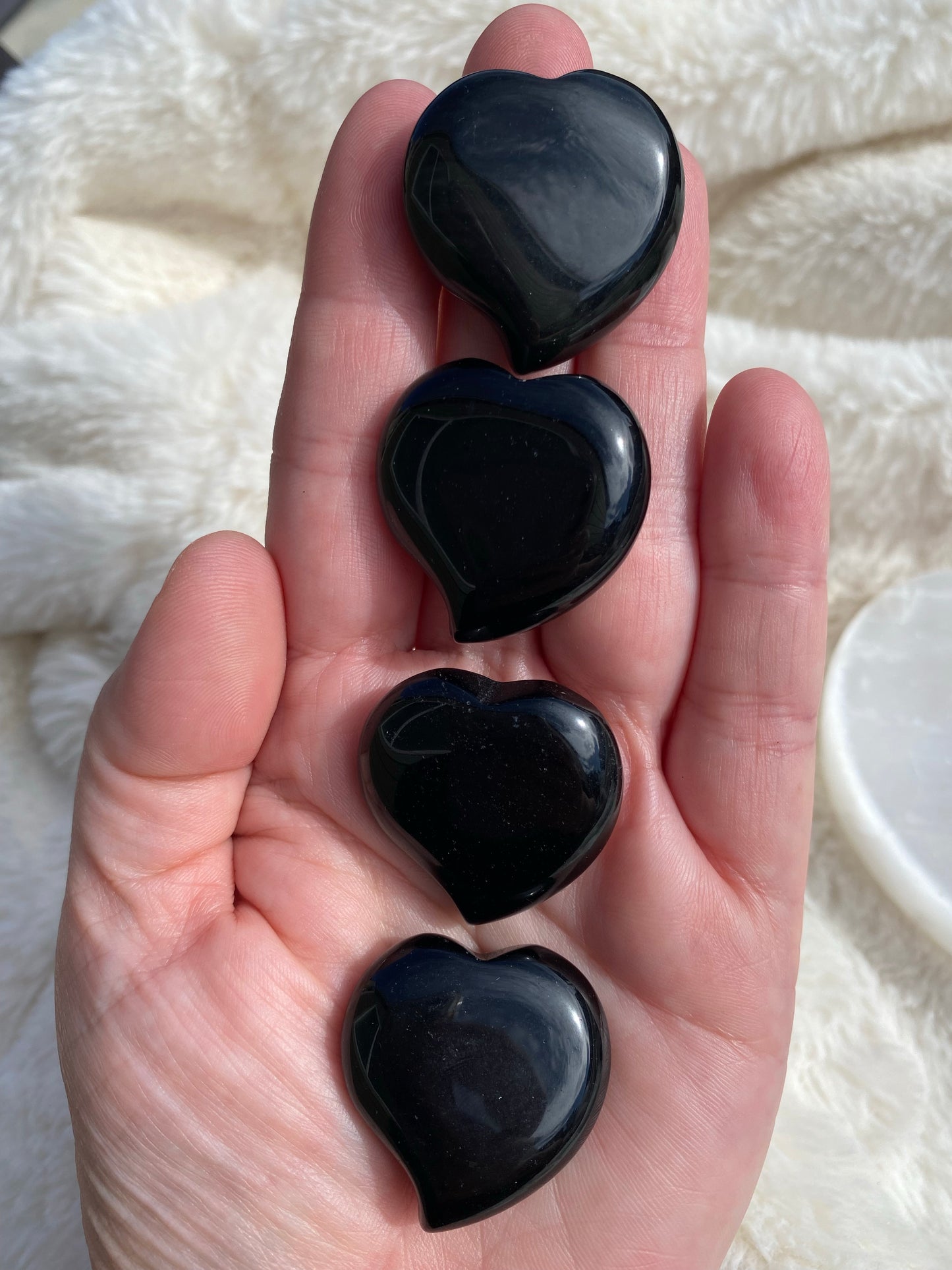 Black Obsidian Heart Carvings