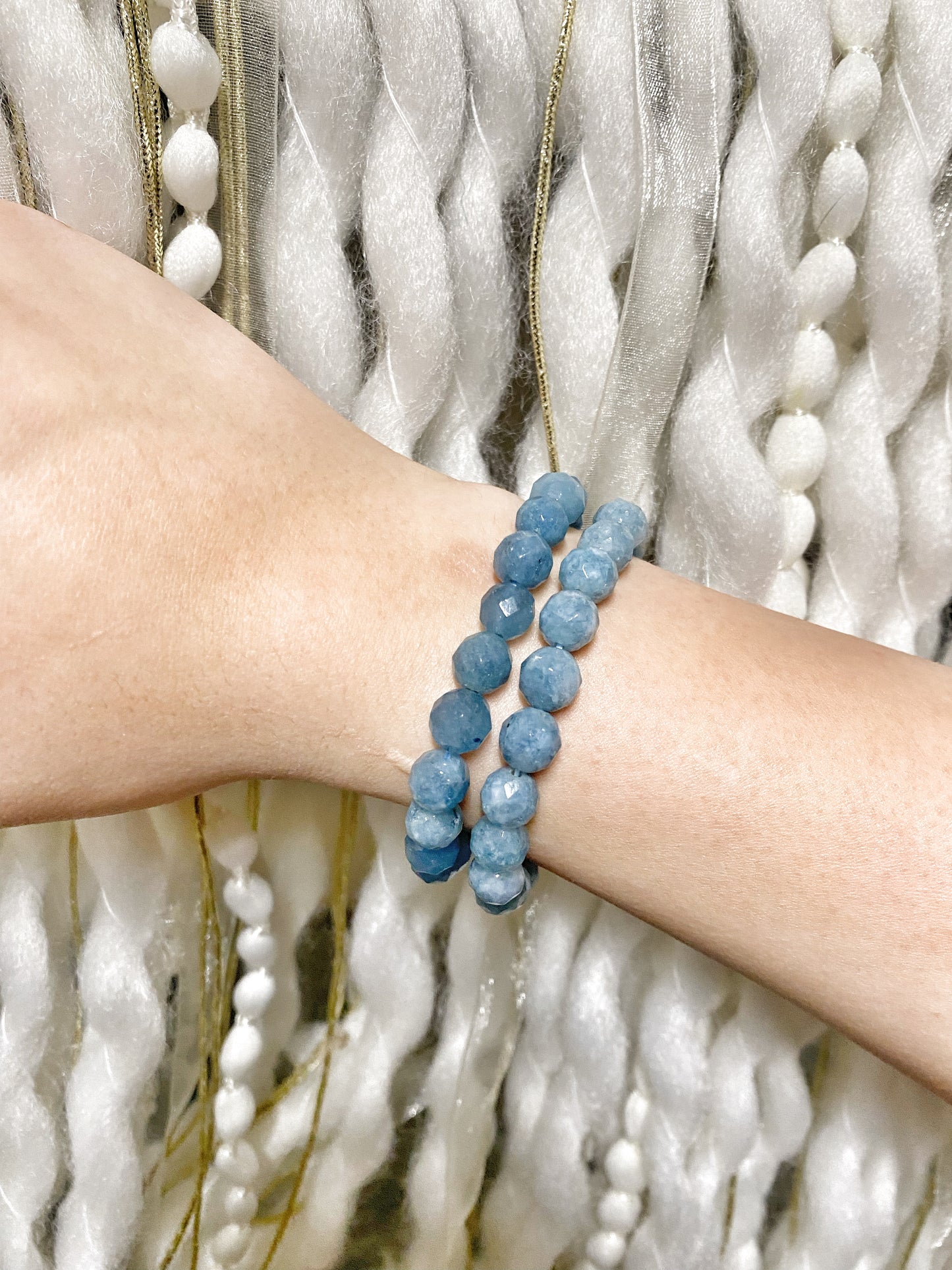 Aquamarine Faceted Bead Bracelet