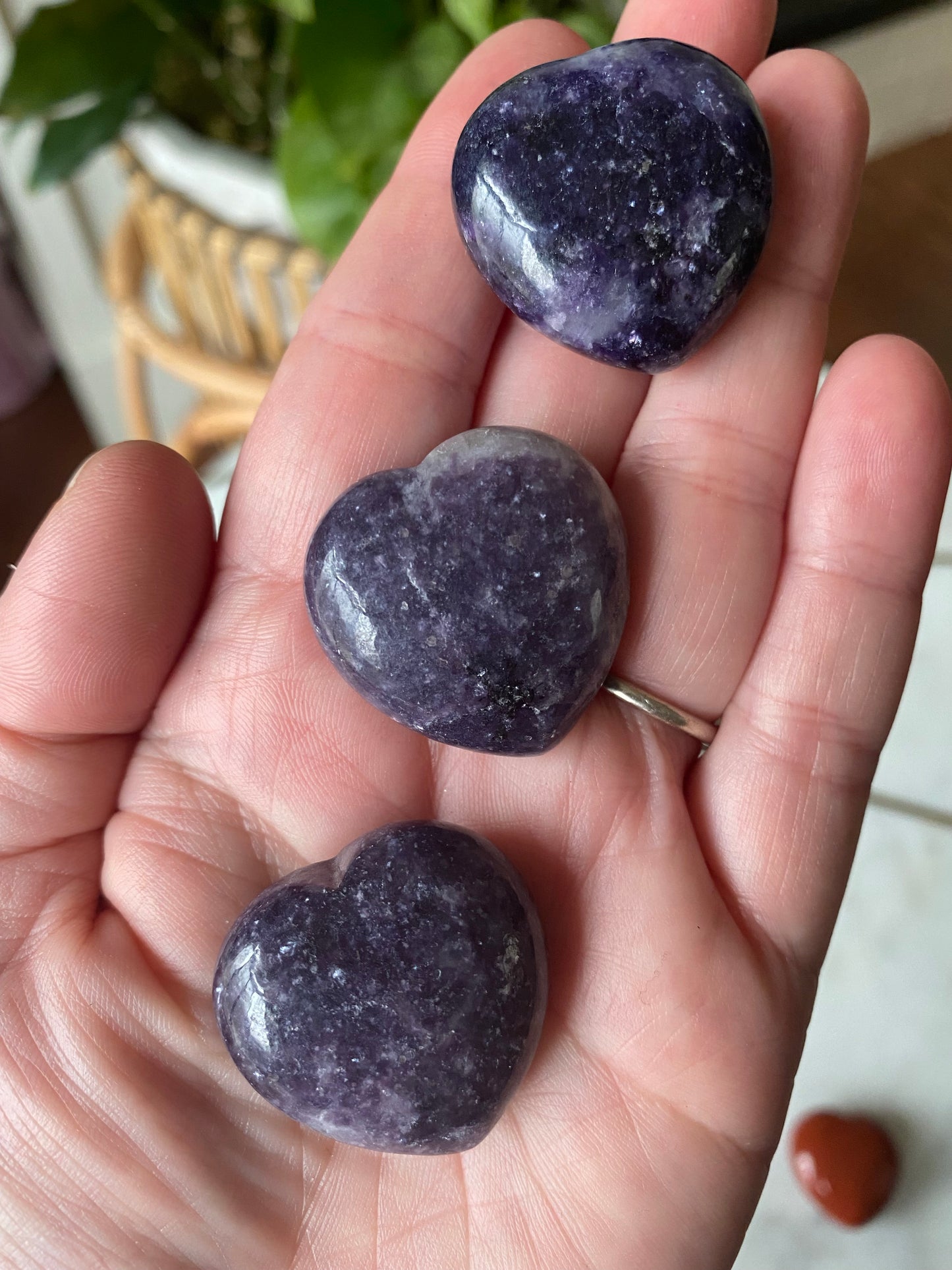 Lepidolite Heart Carvings ( dark)