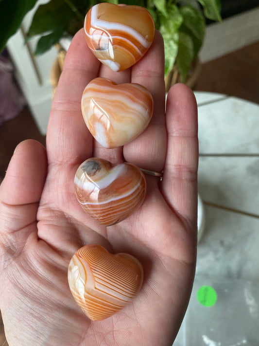 Carnelian Heart Carvings