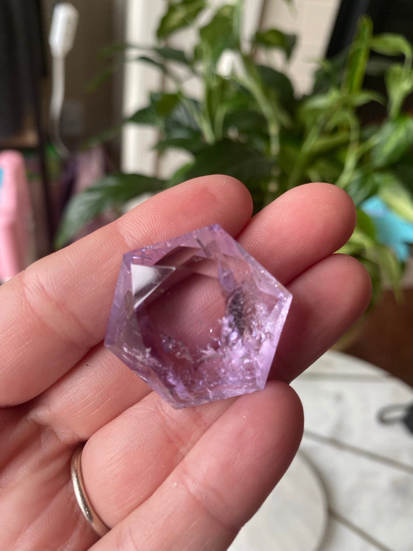 Amethyst Hexagon Carvings