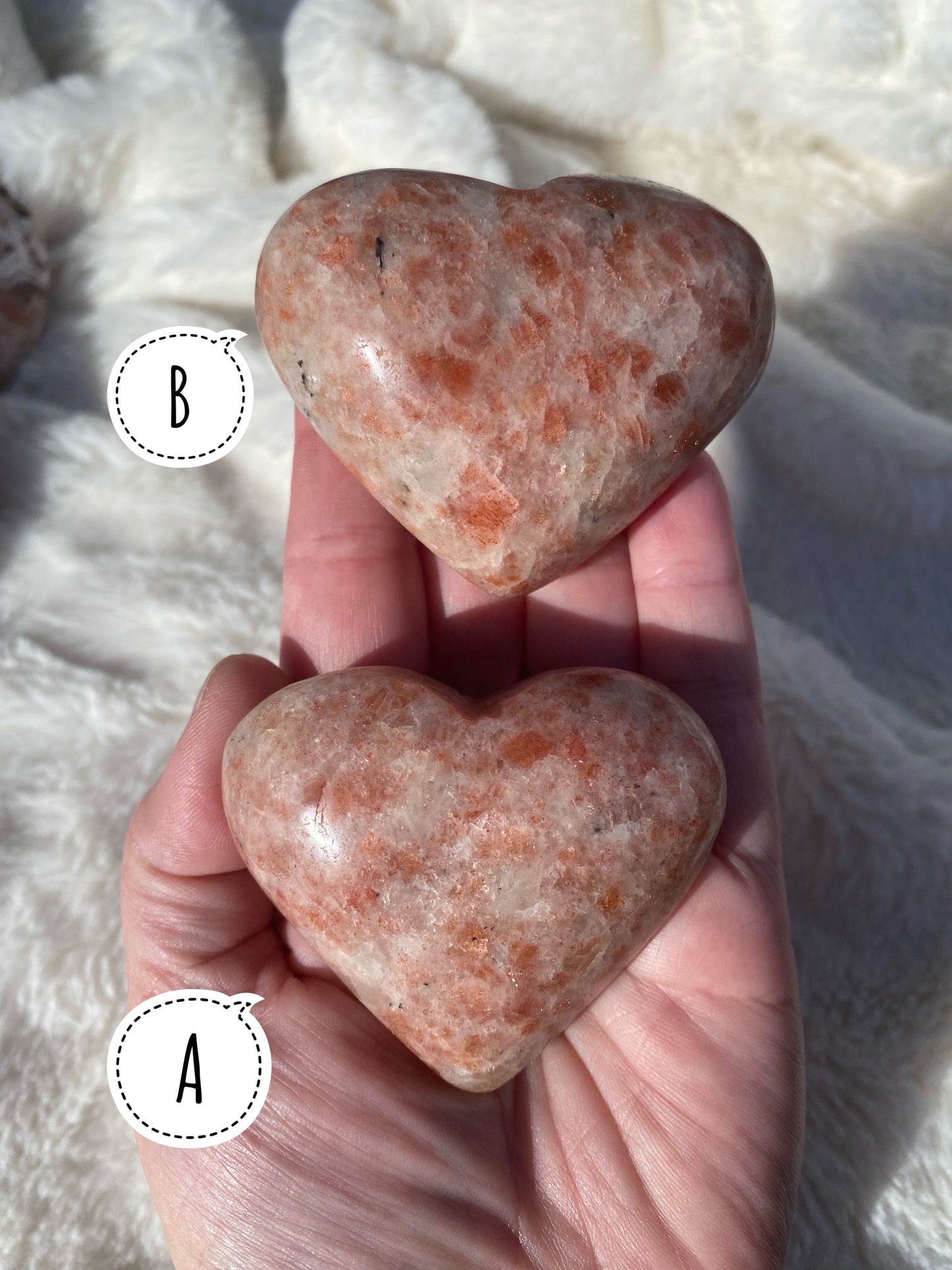 Sunstone Heart Carvings