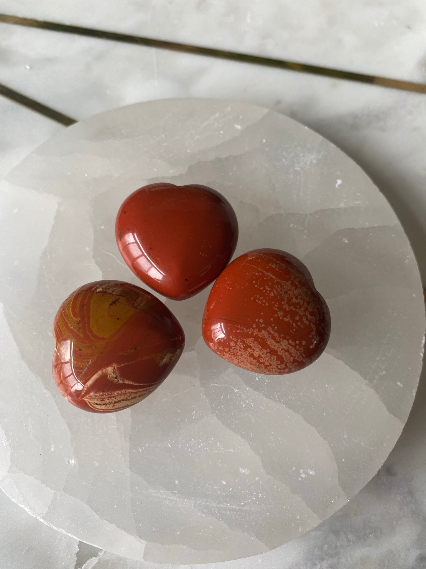 Red Jasper Heart Carvings