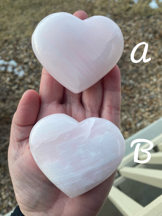 Pink Mangano Calcite Hearts