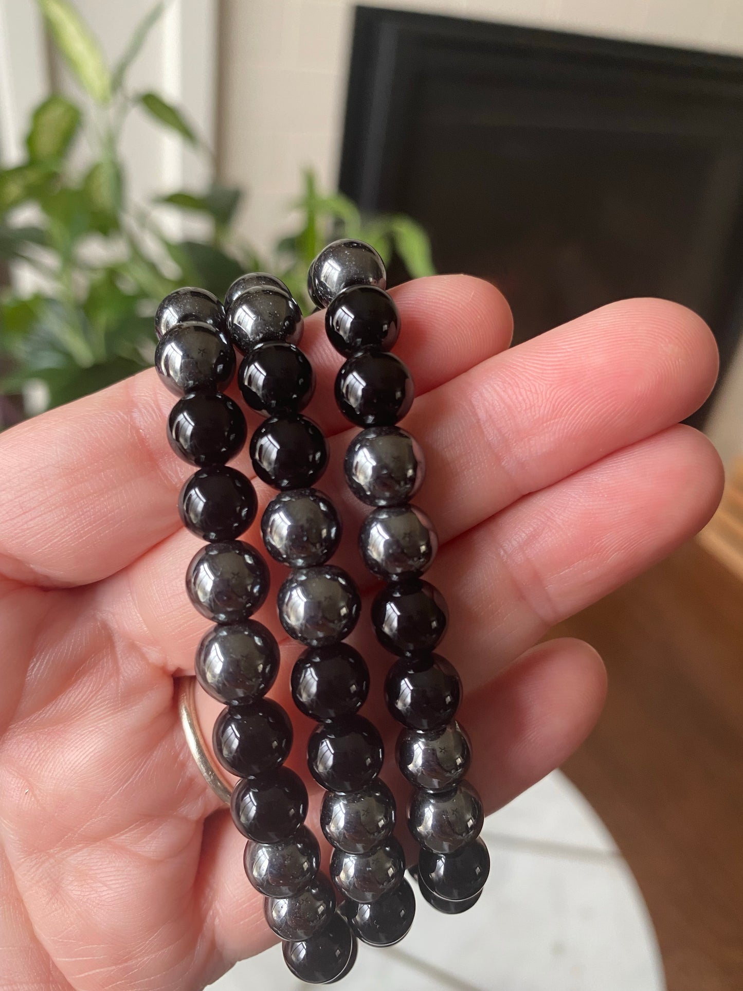 Black Tourmaline and Hematite Bead Bracelet